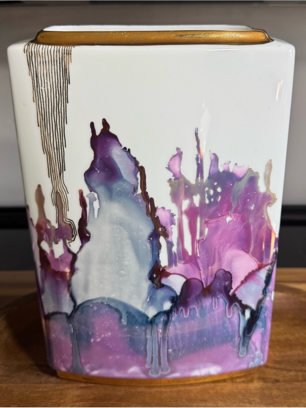 Gerold Porzellan Bavaria Porcelain Abstract Vase Signed By Artist 1990 7x10.5x3.